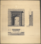 219013 Opstand, verticale doorsnede en horizontale doorsnede van de toegangspoort van het Stadsarmenhuis (Doelenstraat ...